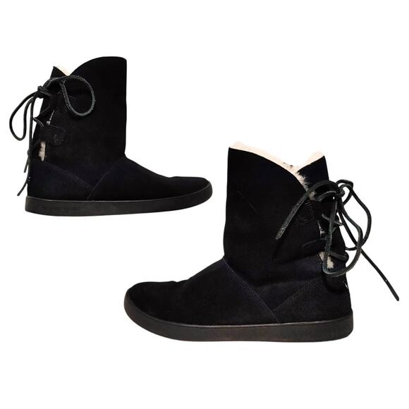 Koolaburra Shoes - Koolaburra by UGG Shazi Short Boots Faux Fur Lined Suede Black Womens US 7 UK 5